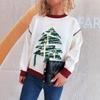 Sueter Mujer 2025 Korean Version Christmas New Spliced Christmas Tree Knitted Women's Sweater Round Neck Casual Pullover CR4563