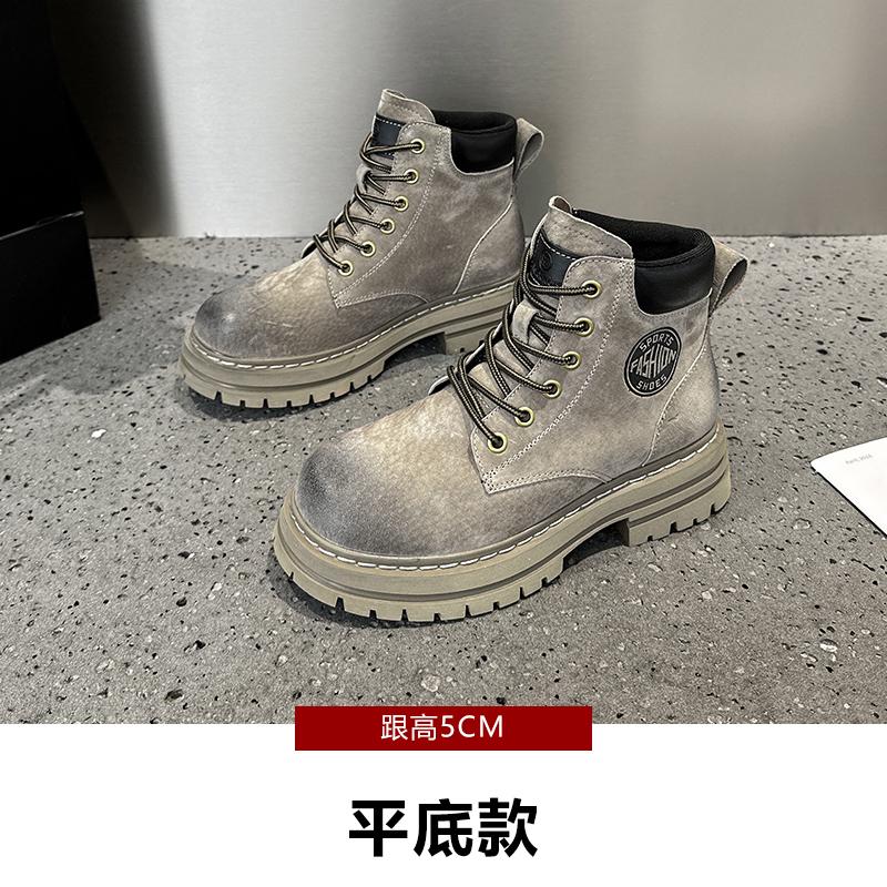 

Inner heightening Martin boots women s spring and autumn new leather breathable retro mountaineering rhubarb boots platform short boots summer 40