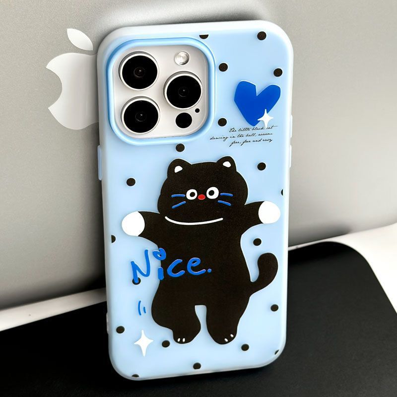 Nice Black Cat Applies To Apple 16/17promax Mobile Phone Case iPhone14 Skin Scrub 13/12 Jelly 15