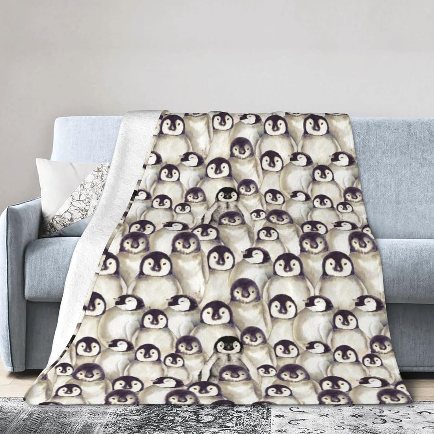 Jmg Household Supplies Unisex Coral Penguin Throw Blanket Soft Cozy Plush Warm Fleece Blanket For Sofa Couch Bed 80 X60