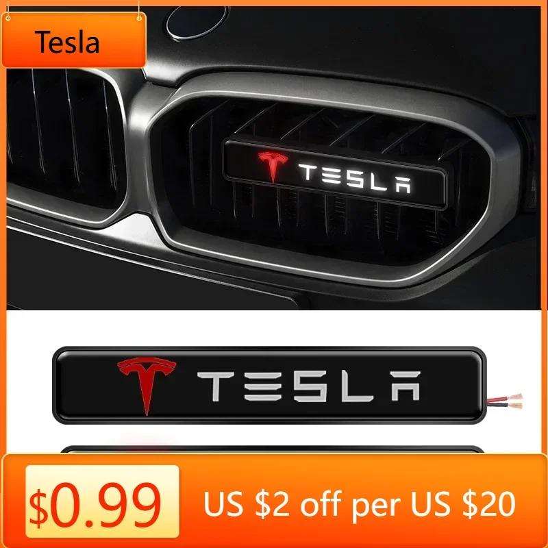 Sticker Tesla car front grille decorative cover Net Lamp For Tesla Model 3 Model X S 2016-2020 Decals TM3 TMX TMS Decal Car