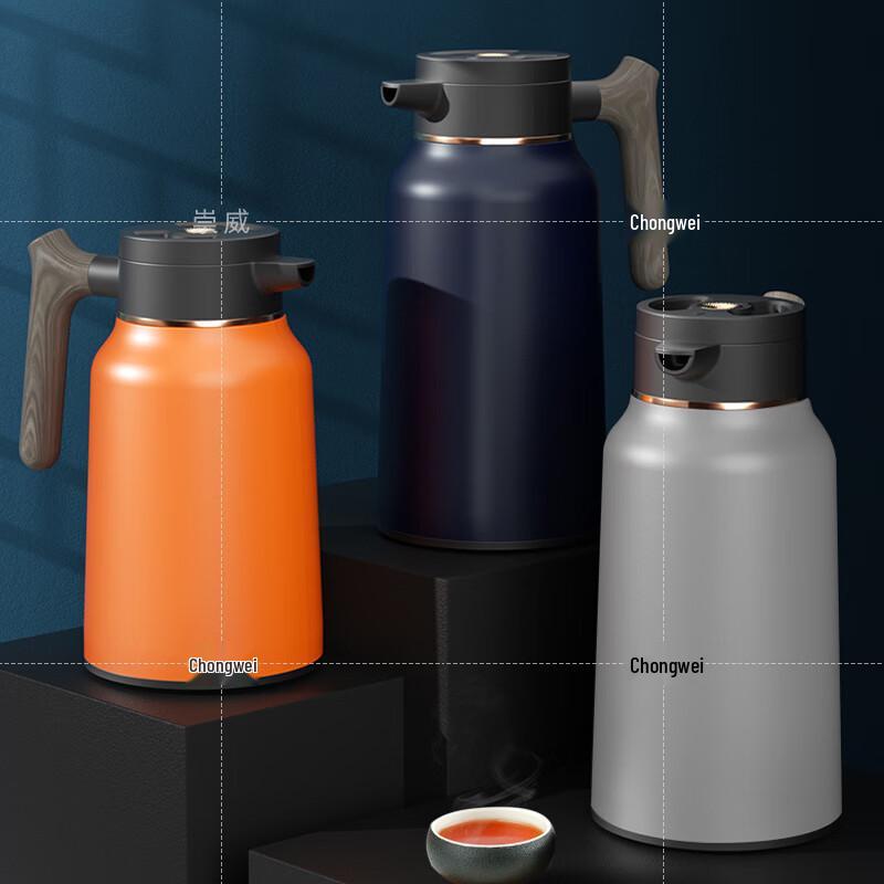 Chongwei 316 Stainless Steel Vacuum Insulated Kettle with Wood Grain Handle