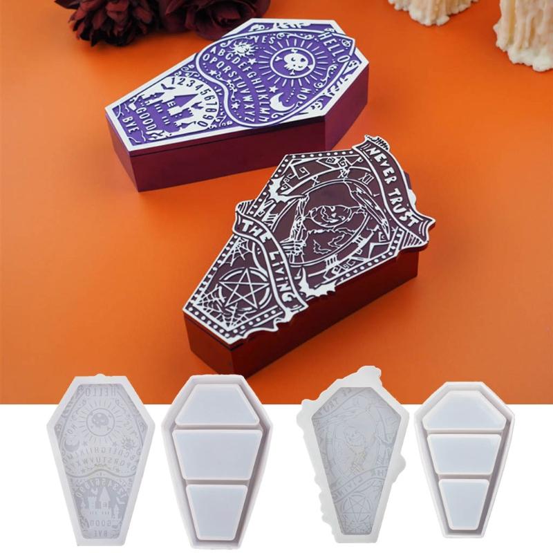 Halloween Pumpkin Coffin Storage Box Mold Epoxy Crystal Resin Silicone Mold for DIY Home Decoration Jewelry Storage
