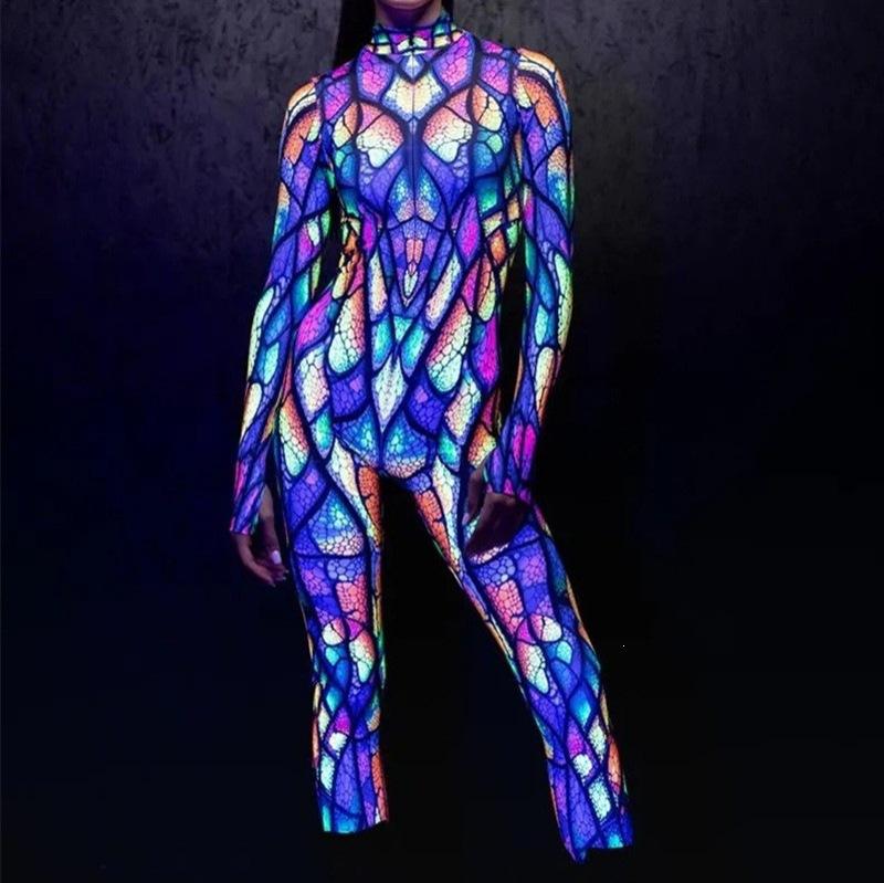 Women Men Agate Abstract Graffiti 3D Printed One-piece Jumpsuit Adults Halloween Cosplay Cosumes for Stage Performance Outfit