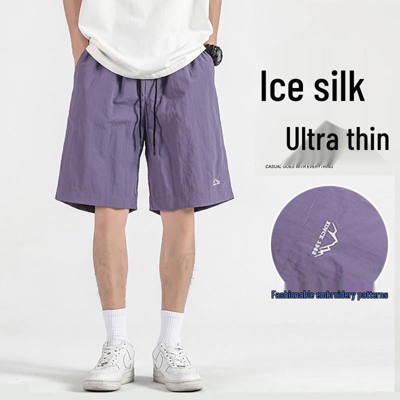 Men's Summer Trendy Ice Silk Embroidered Casual Shorts