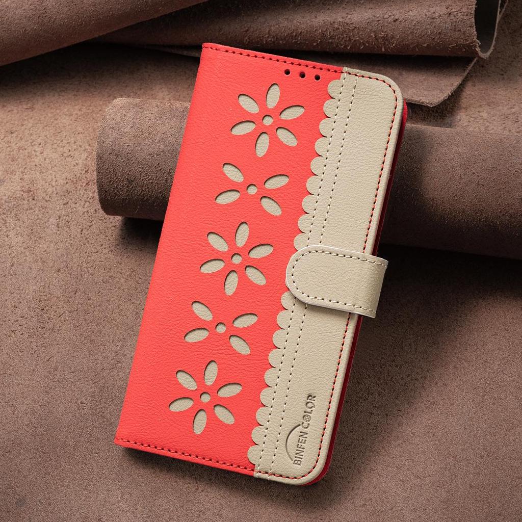 Colorblock Small Flower Leather Case with RFID for OPPO RENO 14F 5G & More (36 Models)