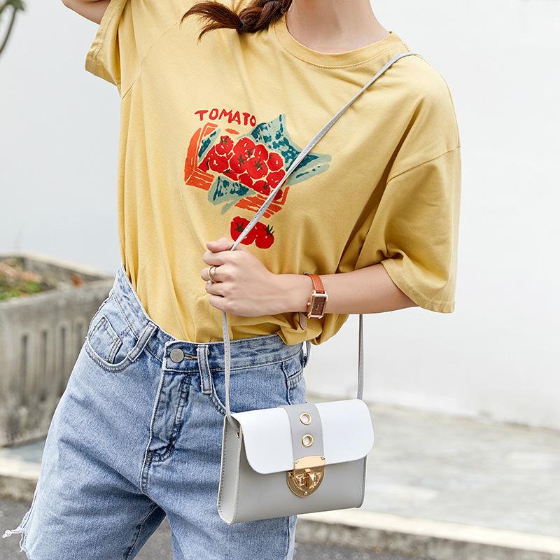 Kleine Tasche neue lässige kleine quadratische Tasche Kontrastfarbe Handy-Tasche personalisiertes Schloss Damentasche Umhängetasche Schräg-Umhängetasche