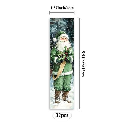 32pcs, Vintage Green Christmas Bookmarks, Christmas Collection, Suitable for Teachers, Readers, and Book Lovers, Birthday Gifts