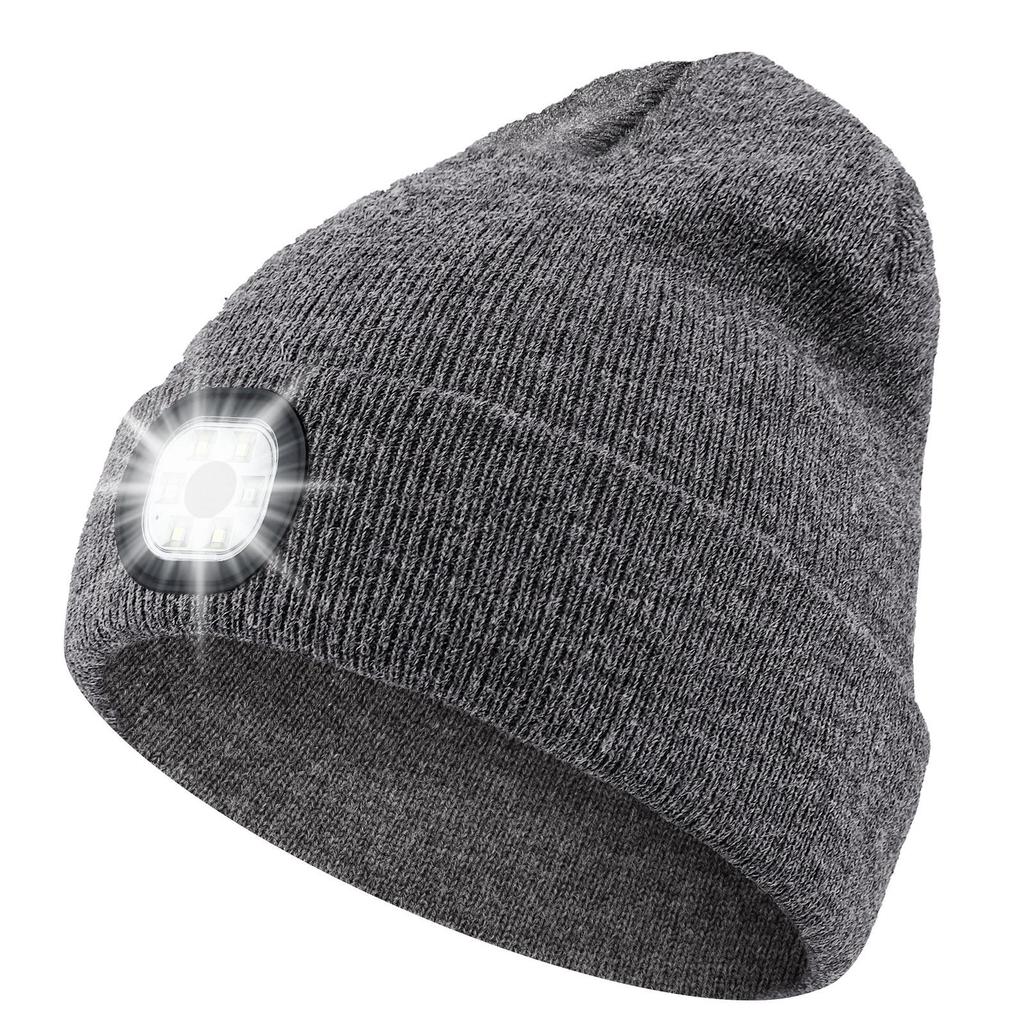 Rechargeable LED Luminous Knit Hat with Detachable Washable Light - 6 LEDs, 3 Modes, Free Shipping