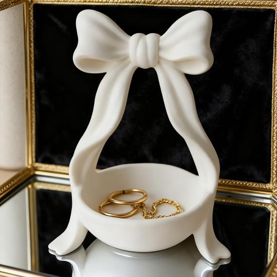 Bow Jewelry Tray Decorative Bow Knot Key Dish Tray Resin Jewelry Dish Tray Rings