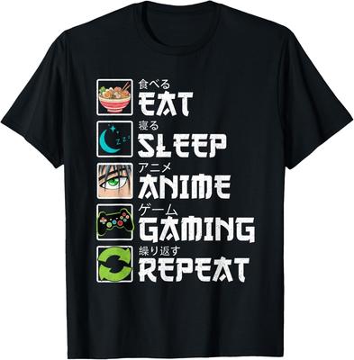 Eat Sleep Anime Gaming Repeat Gamer Men Teen Boy Gifts Anime Gift Unisex T-Shirt