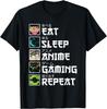Eat Sleep Anime Gaming Repeat Gamer Men Teen Boy Gifts Anime Gift Unisex T-Shirt