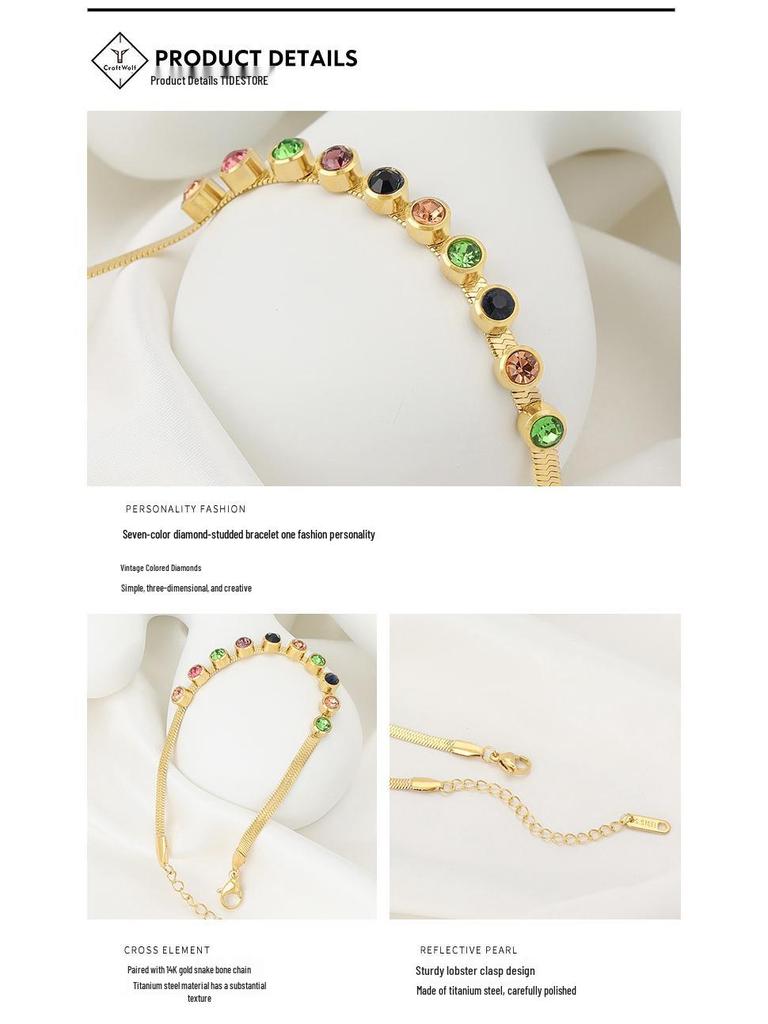 18K Gold-Colored Zircon Necklace & Bracelet Set: Stylish Clavicle Chain and Trendy Design for Women