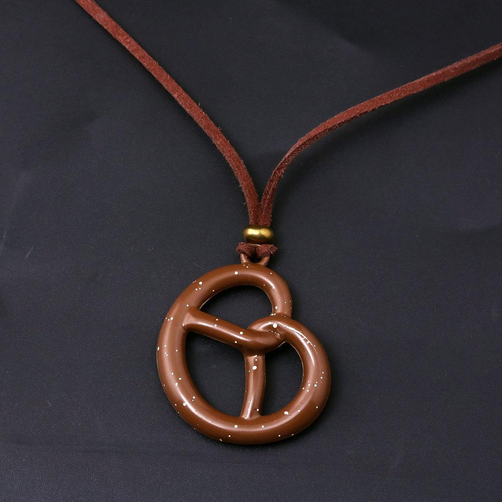 Vintage Art Necklace With Cartoon Bread And Donut Pendant For Unisex Fashion Accessory