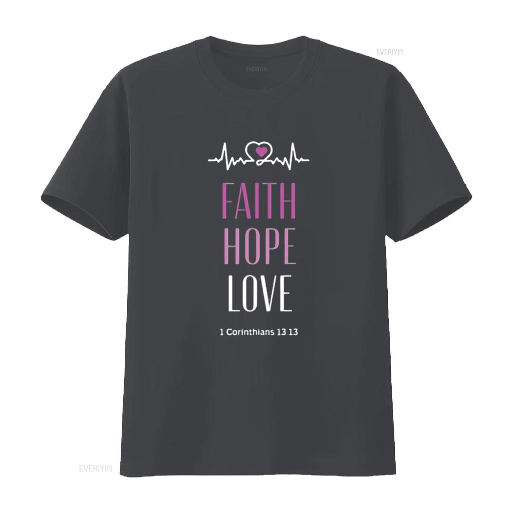 Mens Faith Hope Love Christian Religious Design T Shirt Black X Large vintage Washed Soft homme streetwear Comfortable