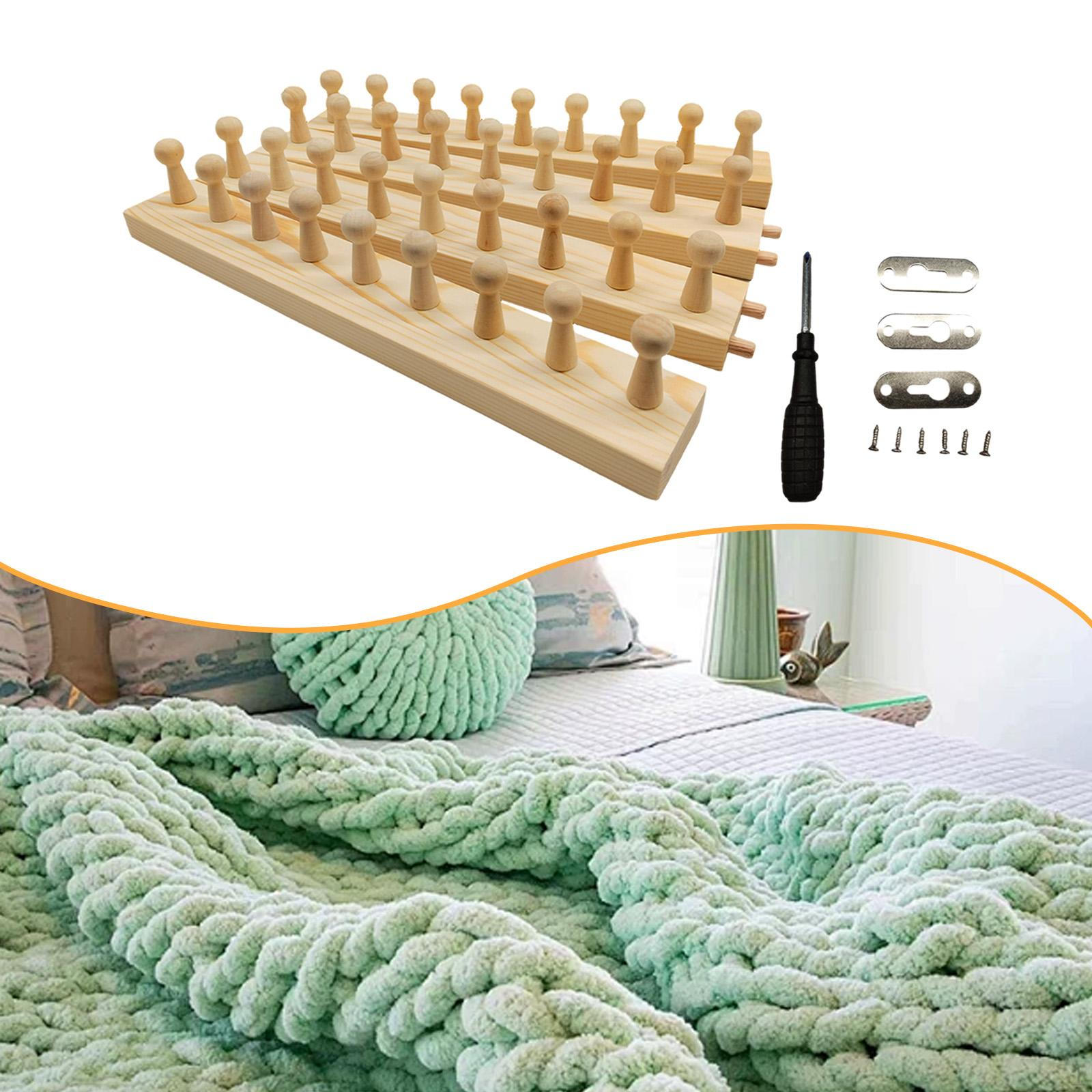 

Wooden Knitting Loom Blanket Tool for Chunky Knit Scarf Connectable Yarn