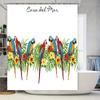 Colorful Parrots Shower Curtain Casa Del Mar Tropical Floral Design Bathroom Decor Polyester Fabric Waterproof Home Decoration I