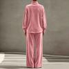 Women's Casual Velvet Long Sleeve Top and Pants Two Piece Set