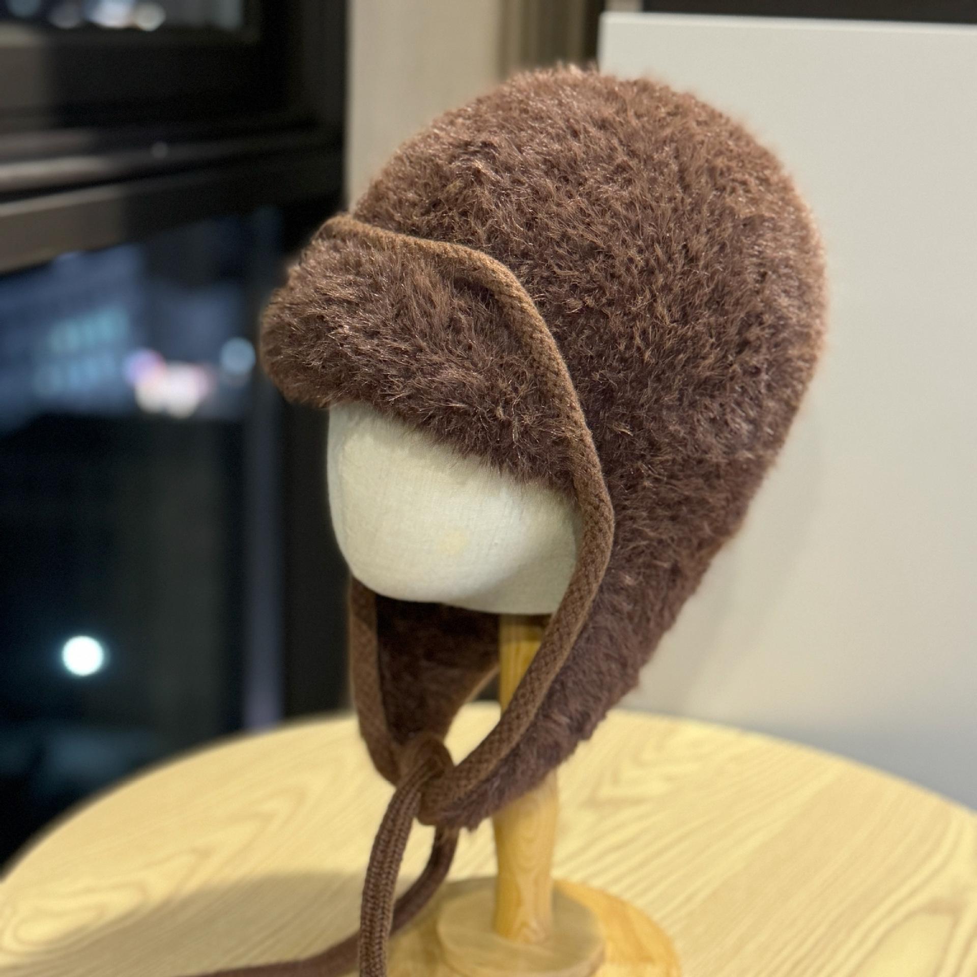 

Зимняя шапка женская уличная ветрозащитная теплая плюшевая шапка-носок плюс бархатная утолщенная морозостойкая шапка-ушанка для велоспорта с защитой ушей one size