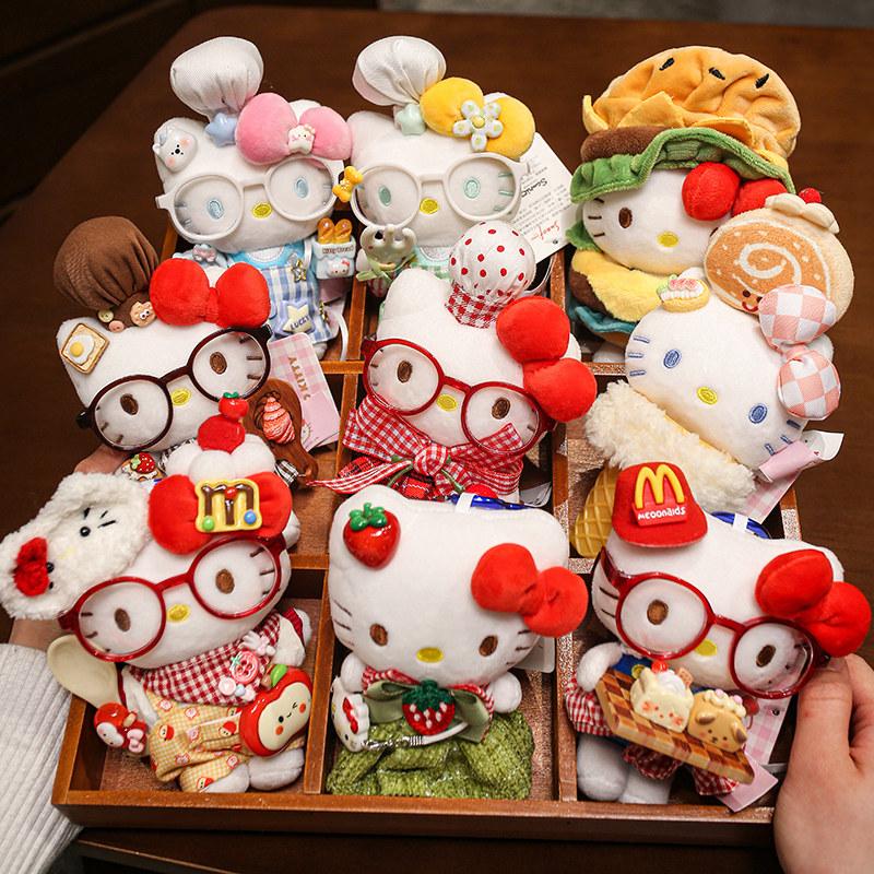 Hello Kitty Plush Toy Pendant For Girls Kawaii Cartoon Pendant Exquisite Kids Plush Cat Doll Sanrio Gift Bag Decor
