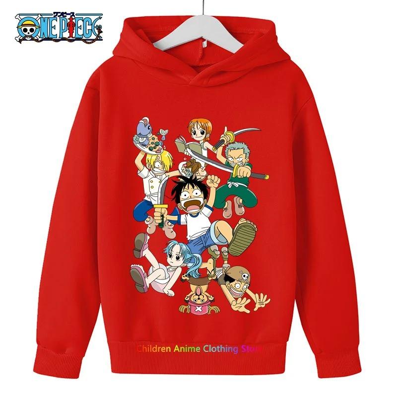 Anime Luffy Hoodie for Kids, One Piece Sweatshirt, Coat for Baby Boys and Girls, Warm Sweater, Autumn Clothing