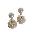 Hand-woven Flower Ball Natural Freshwater Pearl Earrings Women's French Retro High-end Temperament Fashion Stud Earrings Flower