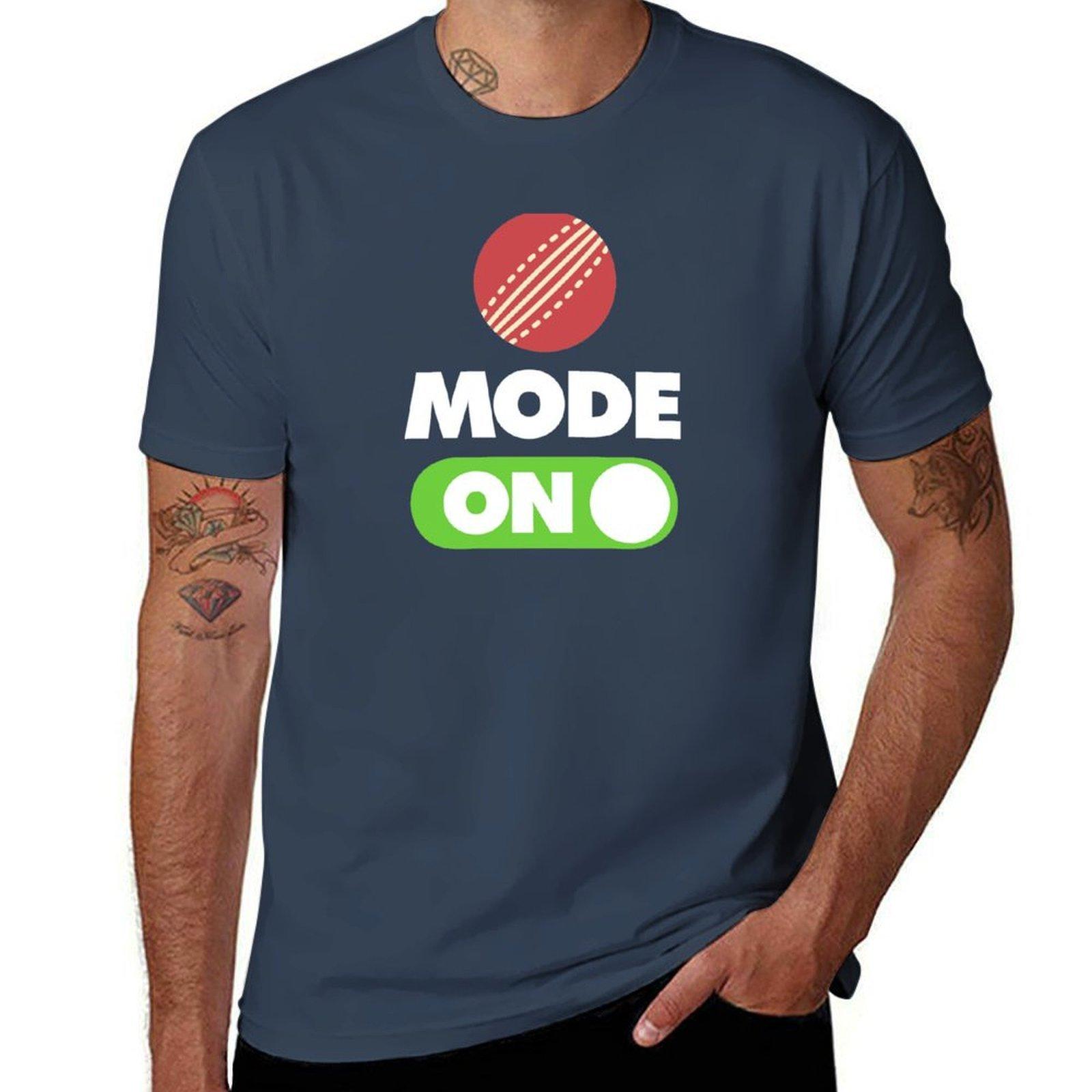 Cricket Mode On Funny Sports Saying Trending Tshirt Street Style Casual Tee Shirt S