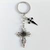 Dark Gothic Hollow Cross Keychain Charm