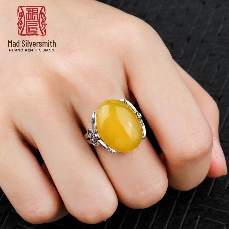 

Винтажная женская оправа кольца из серебра 925 пробы с янтарной инкрустацией Adjustable Opening