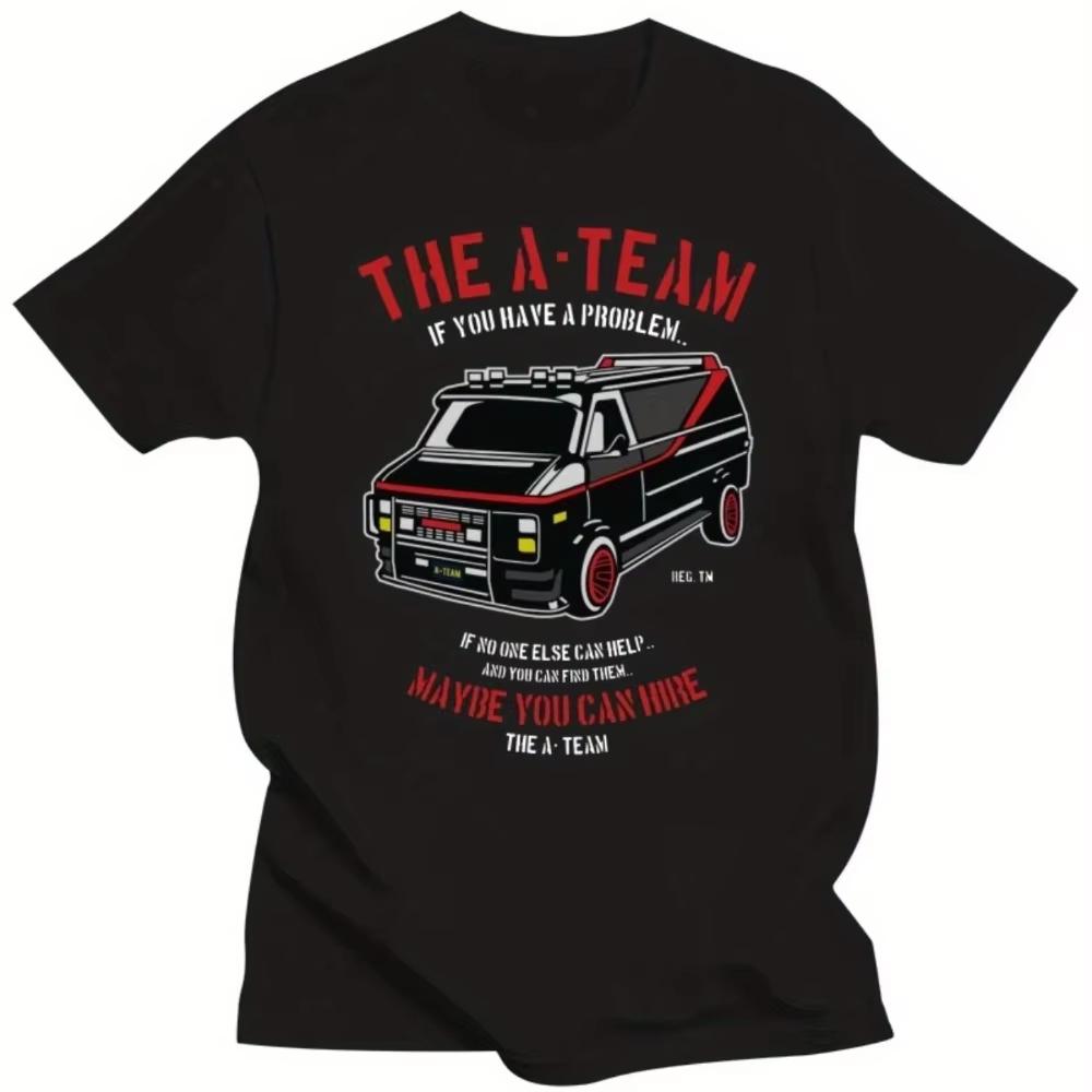 

T-Shirt for Larger Men Featuring The A-Team Van Humorous 80 S TV Show Design with Mr. T Perfect for Summer - Men s Summer Cot... S разноцветный