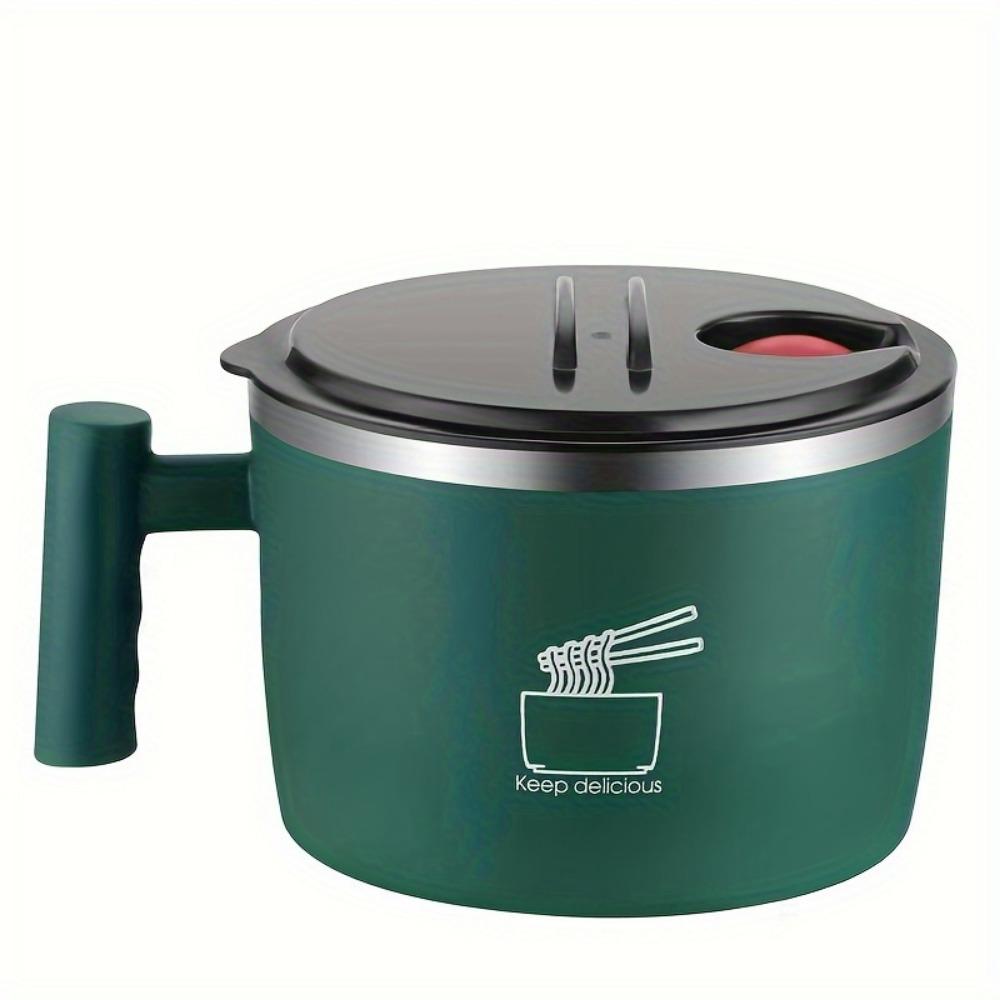 Stainless Steel Instant Noodle Bowl, Lunch Box, Student Dormitory Instant Noodle Cup with Lid, Sealed Portable Drain Bowl
