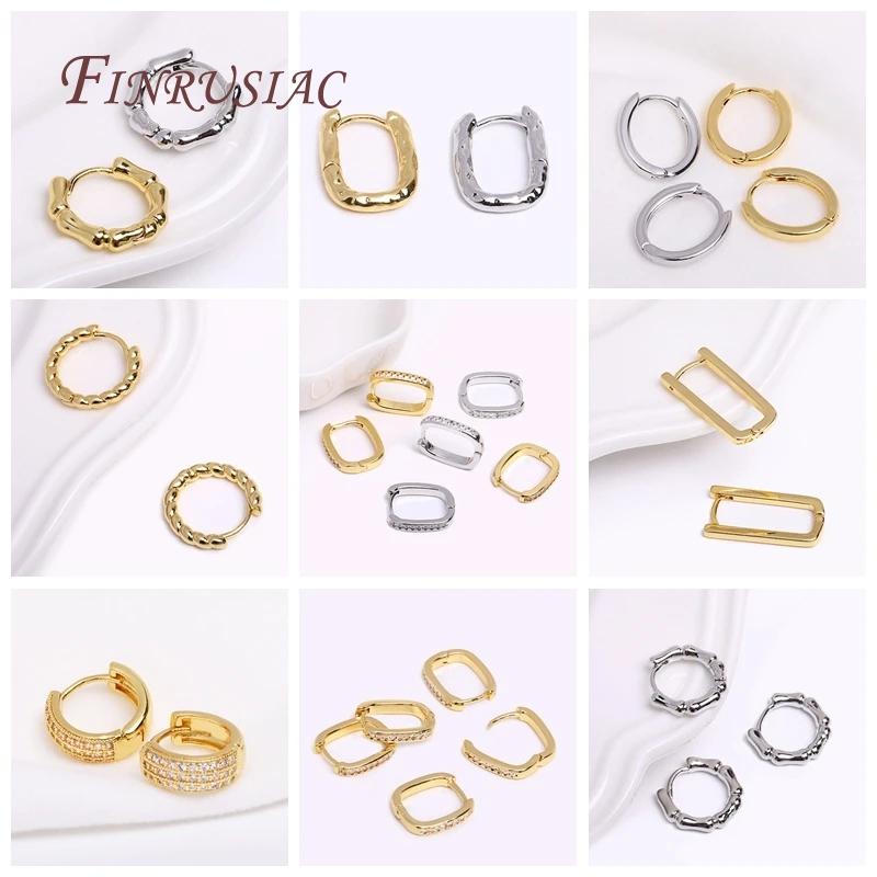 18K Real Gold Plated Brass Circle Round Earrings For Women Trend Fashion Jewelry Accessories Gifts Wholesale