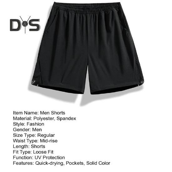 Herren-Shorts, einfarbiges Design, elastische Taille, Sport-Shorts mit Taschen, atmungsaktive Shorts im Casual-Stil