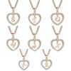 Heart Letters 26 Love Crystal Women Silver Plated Chain Jewelry Necklace