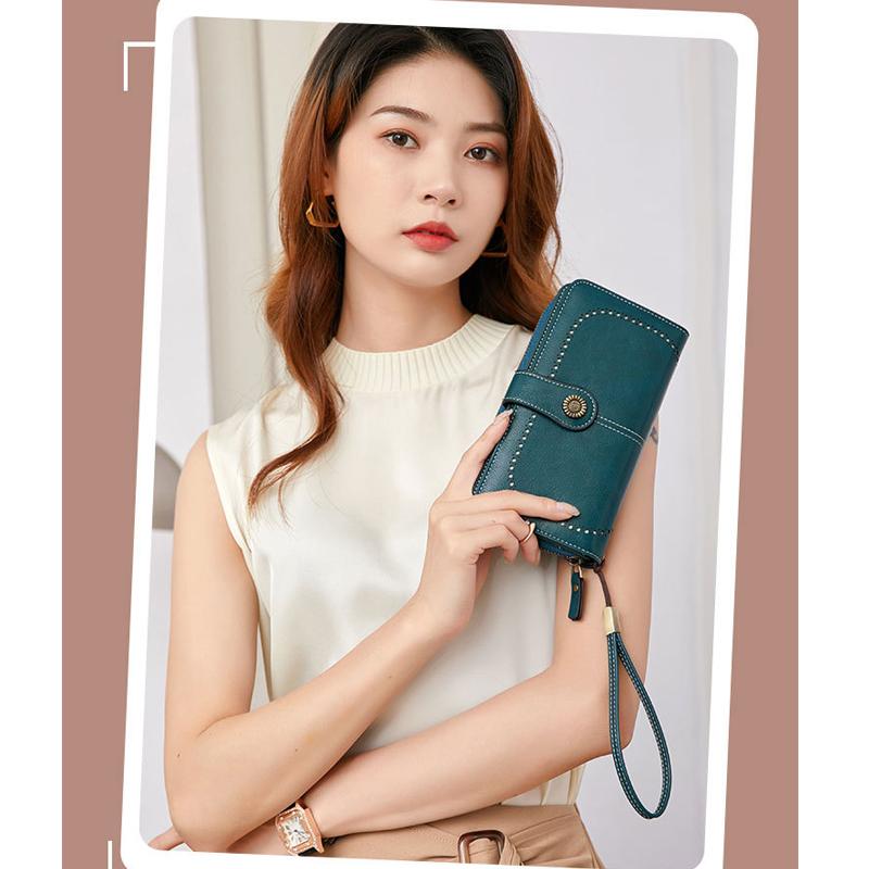 Hohe Qualität Frauen Brieftasche RFID Anti-diebstahl Leder Geldbörsen Für Frau Lange Zipper Große Damen Handtasche Weibliche Geldbörse karte Halter