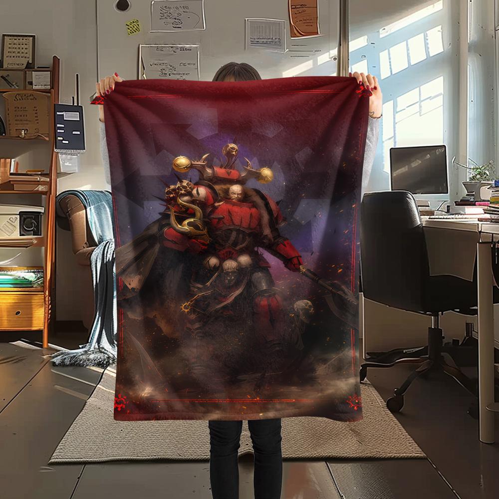1PC Warhammer 40k Print Flannel Blanket, High Quality Comfortable for All Seasons, Home Decor, Warmth and Comfort, Perfect for Christmas Gifts