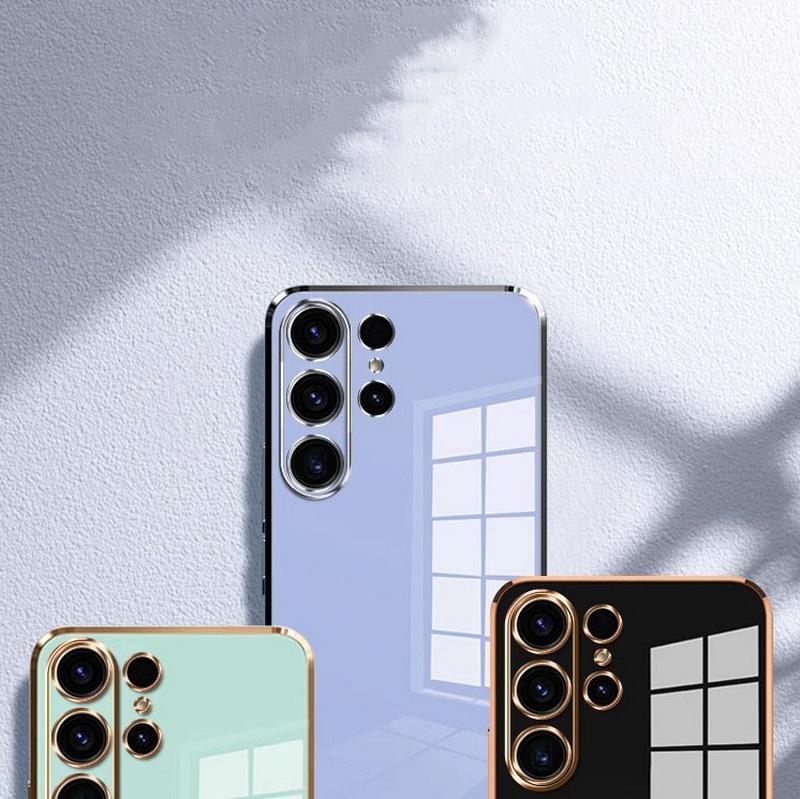 Beschichtung Einfarbige, schlanke, weiche Handyhülle für Samsung Galaxy S25 Ultra S24 FE S23 S22 S21 A16 A56 A36 A55 A26 Linsenschutz Glänzende, stoßfeste Abdeckung