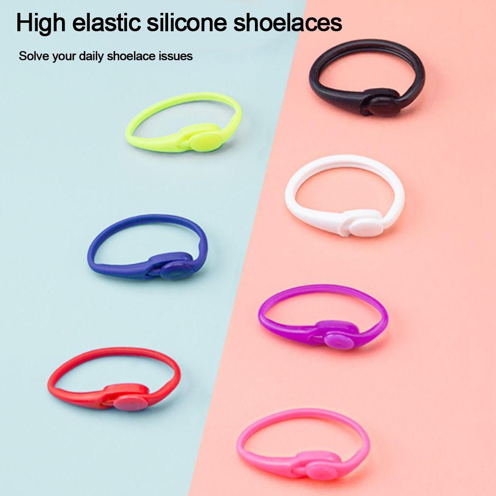 12Pcs/set Solid Color Stretch Shoelace Silicone Lazy People's Shoe Strap Durable Sneakers Laces