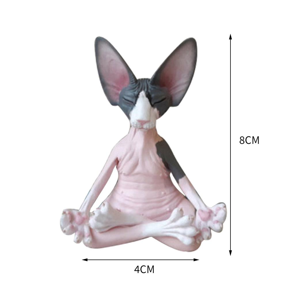 Cat Figurine Sphynx Meditation Statue Yoga Animal Cat Meditate Art Sculpture Micro Decoration Garden Home Office Ornament
