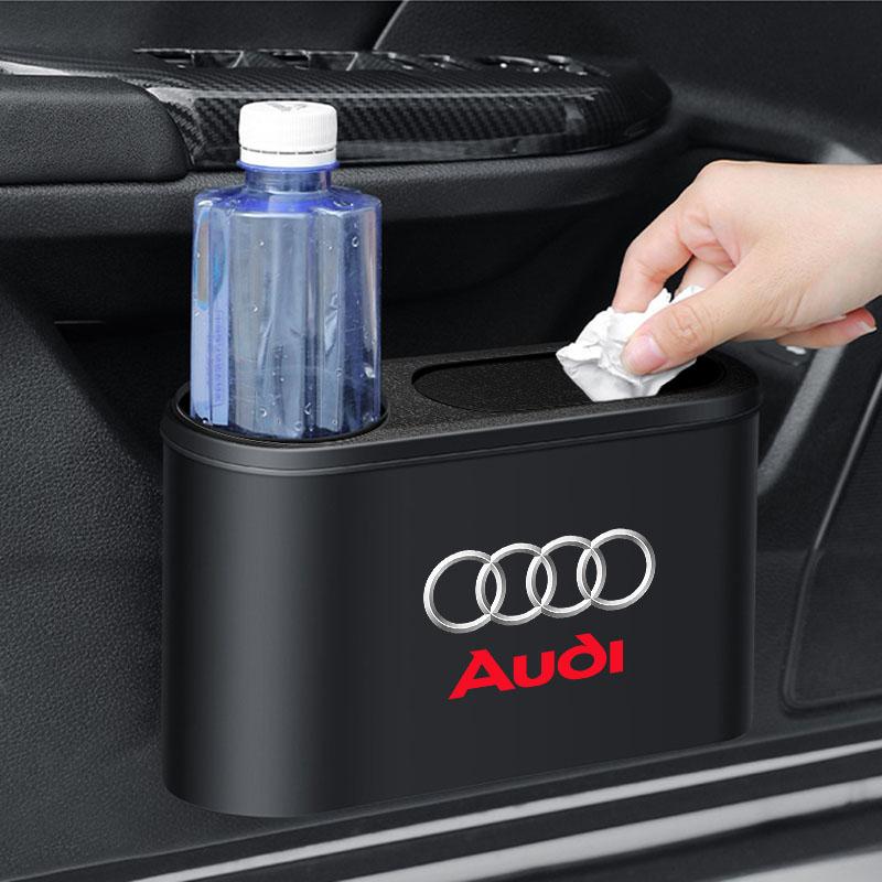Hanging Car Trash Can Auto Emblem Garbage Box Accessories For Audi C7 C6 C5 B5 B6 B7 B8 B9 D3 Q3 Q5 Q7 TT A1 A3 A4 A5