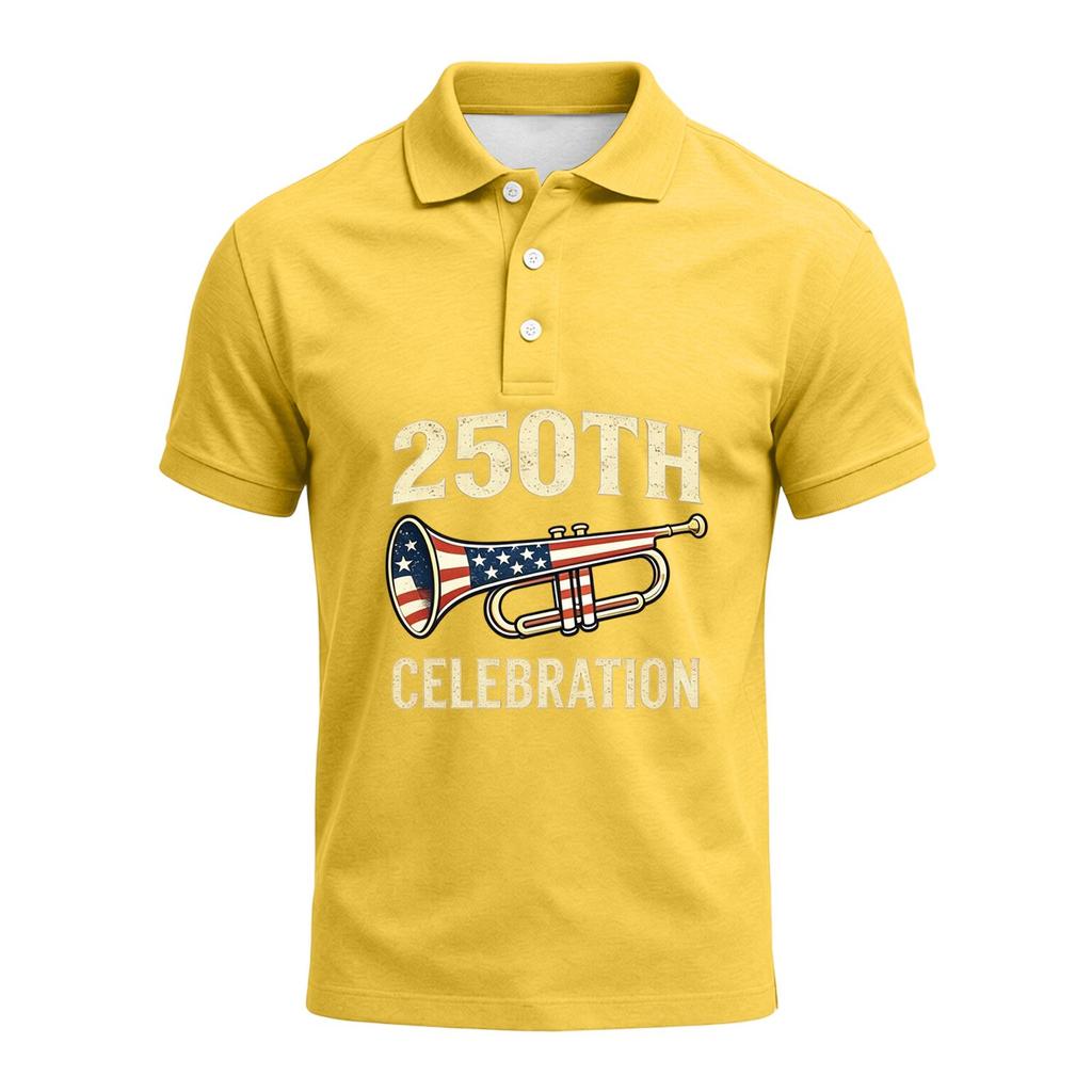 Men's 250th Anniversary Short Sleeve Polo Shirt America Strong Graphic Print 1776 to 2026 Commemorative Casual Shirt