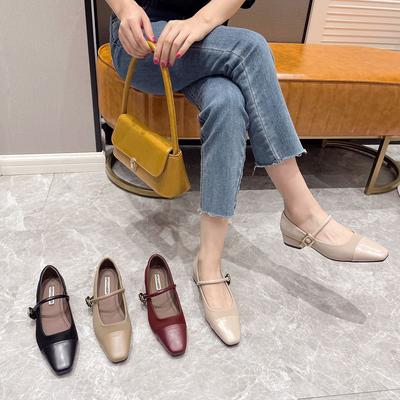 Toc Gros Împletire Franțuzească Mary Jane Pantofi Mici din Piele Pantofi de Damă Retro Vârf Pătrat Pantofi de Seară Simpli