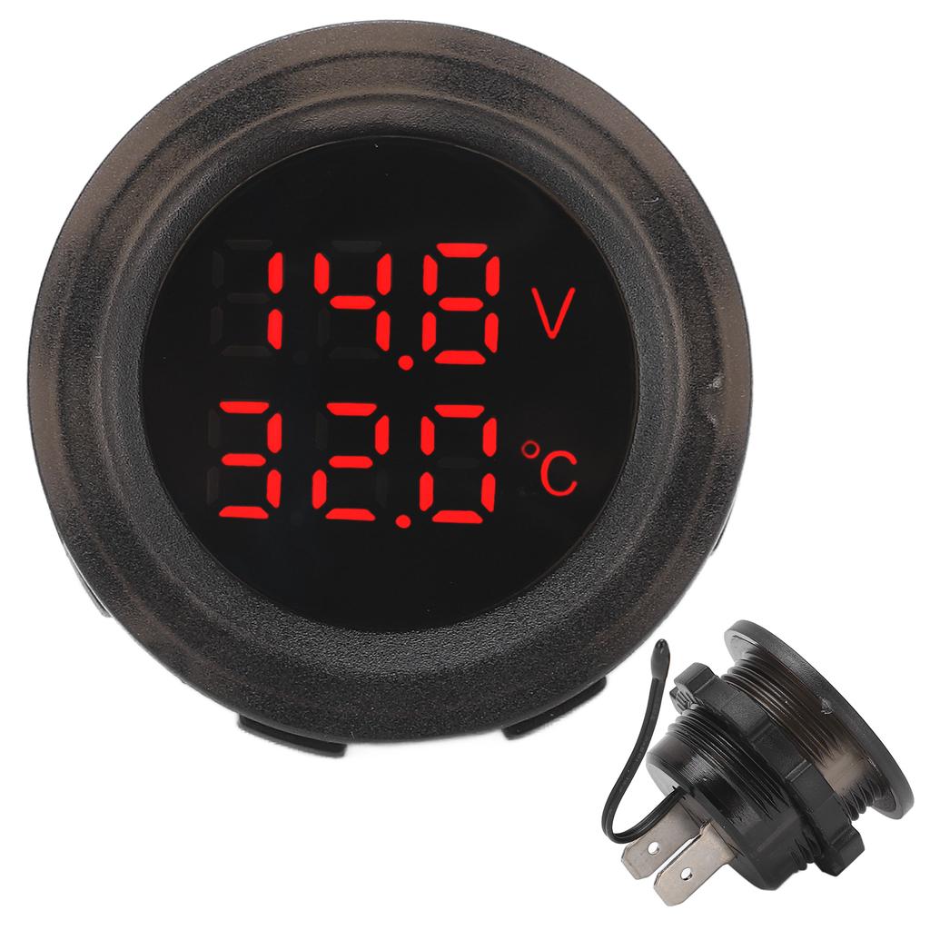 Dual Display Temperature Voltmeter Clear Stable Display Waterproof Simple Installation Car Thermometer Detector Car Thermometer