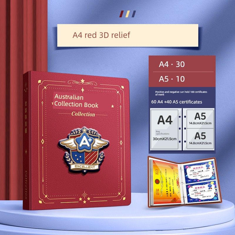 Honor for Boys and Girls A3 Album Storage Fantastic Primary School Student Folder Kids Album Collection Bag Storage Box Brochure Wall Mounted Display