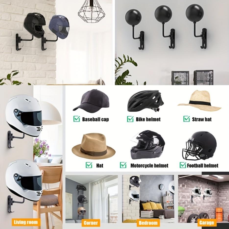 Heavy-Duty Motorcycle Football Helmet Rack with Hooks Space-Saving Garage Home or Office Organizer Pre-Drilled Installation Sturdy Construction