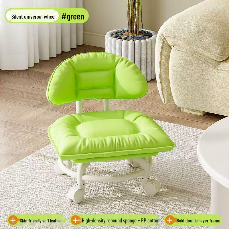 Soft Upholstered Baby Walking Stool with Silent Universal Wheels