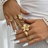 Accessories, Holiday Starfish Scallop Open Ring, Alloy Flower Ring Set Glossy