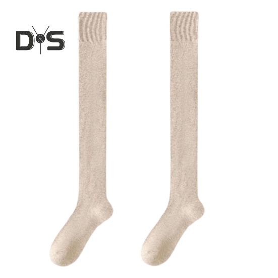 

1 пара женских зимних носков Tihick Plush выше колена, нескользящие однотонные теплые утолщенные чулки, теплые носки для разных случаев абрикосовый