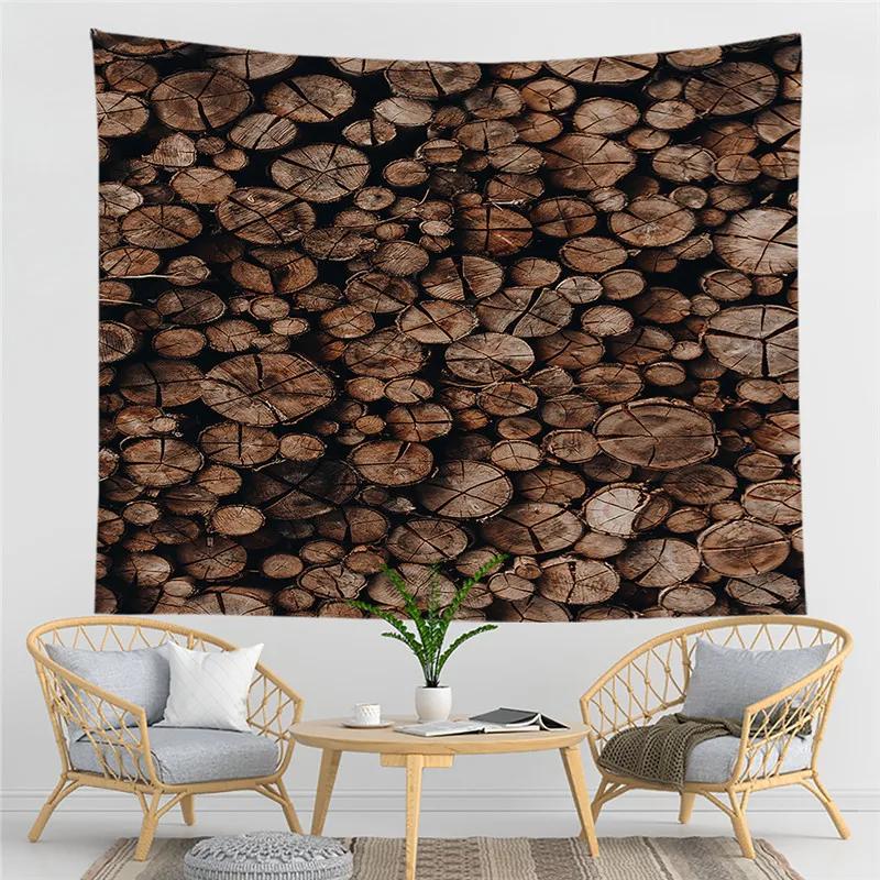 Geometric Wood Pattern Tapestry Northern Europe Style Tapestry Hippie Home Living Room Bedroom Decoration Psychedelic Tapestries