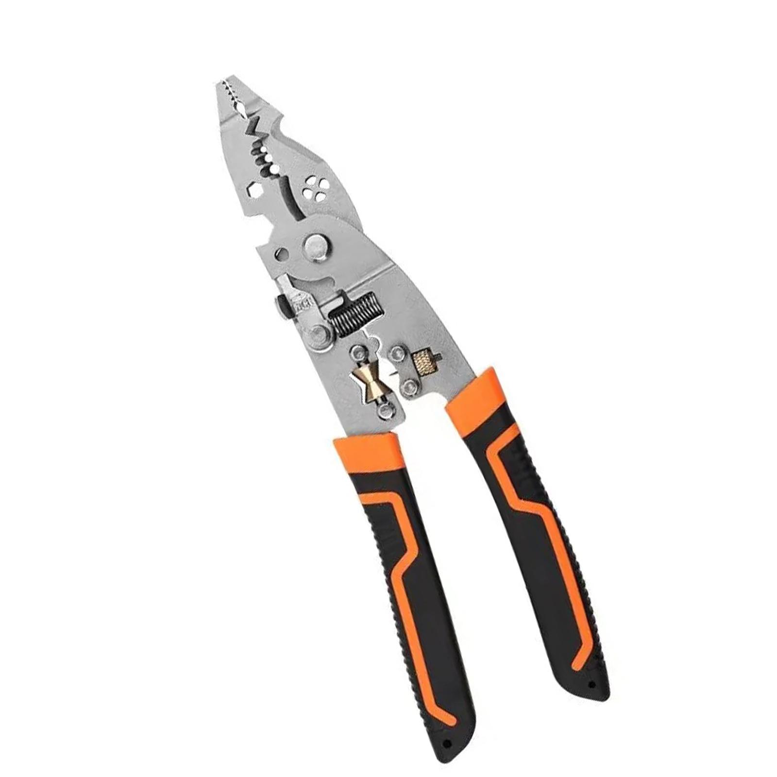 

10 in 1 Multifunctional Wire Stripper and Cutter Cable Crimping Tool for Electrical Work with Ergonomic Curved Handle